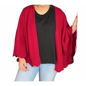 NEW HEATHMOOR short sweater shrug with scallop sleeve in red